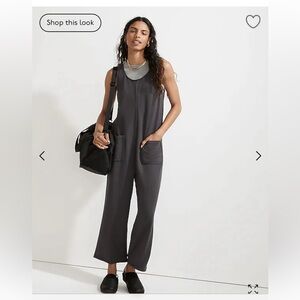 Madewell Superbrushed Pull-On Jumpsuit Wide Leg Black Coal Grey Size Medium